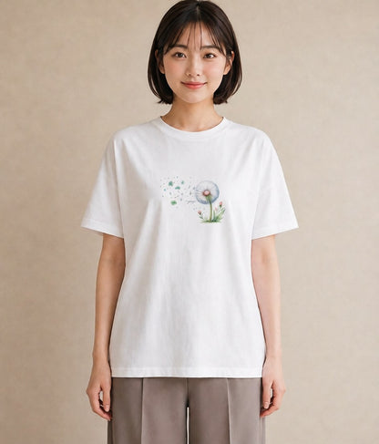 プリントTシャツ レディース たんぽぽ 花 花柄 イラスト ポップ 春コーデ 姉妹 白T