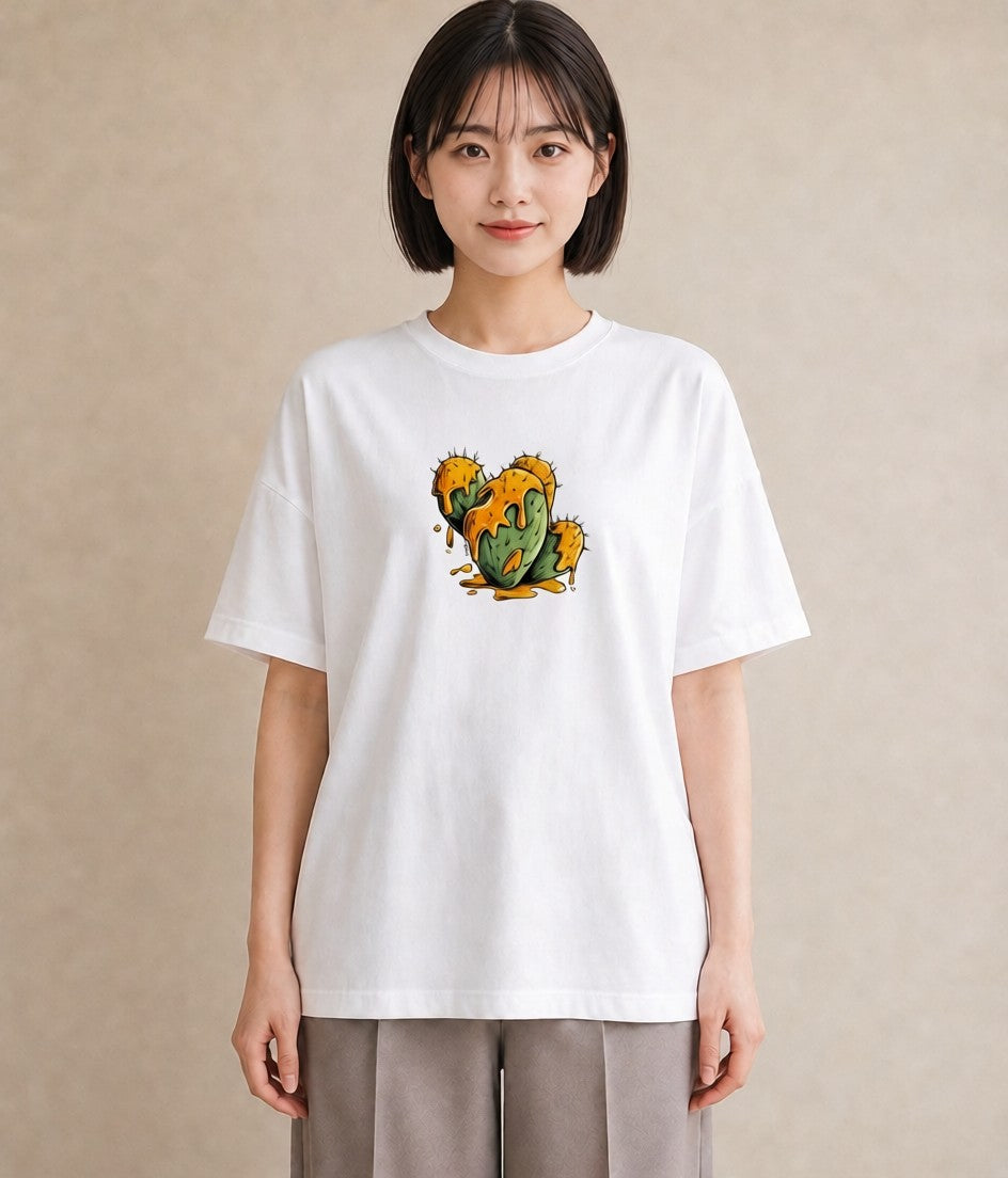 半袖Tシャツ レディース サボテン 植物 ボタニカル イラスト きれいめカジュアル 部屋着 女性向けギフト 白T YMAZO