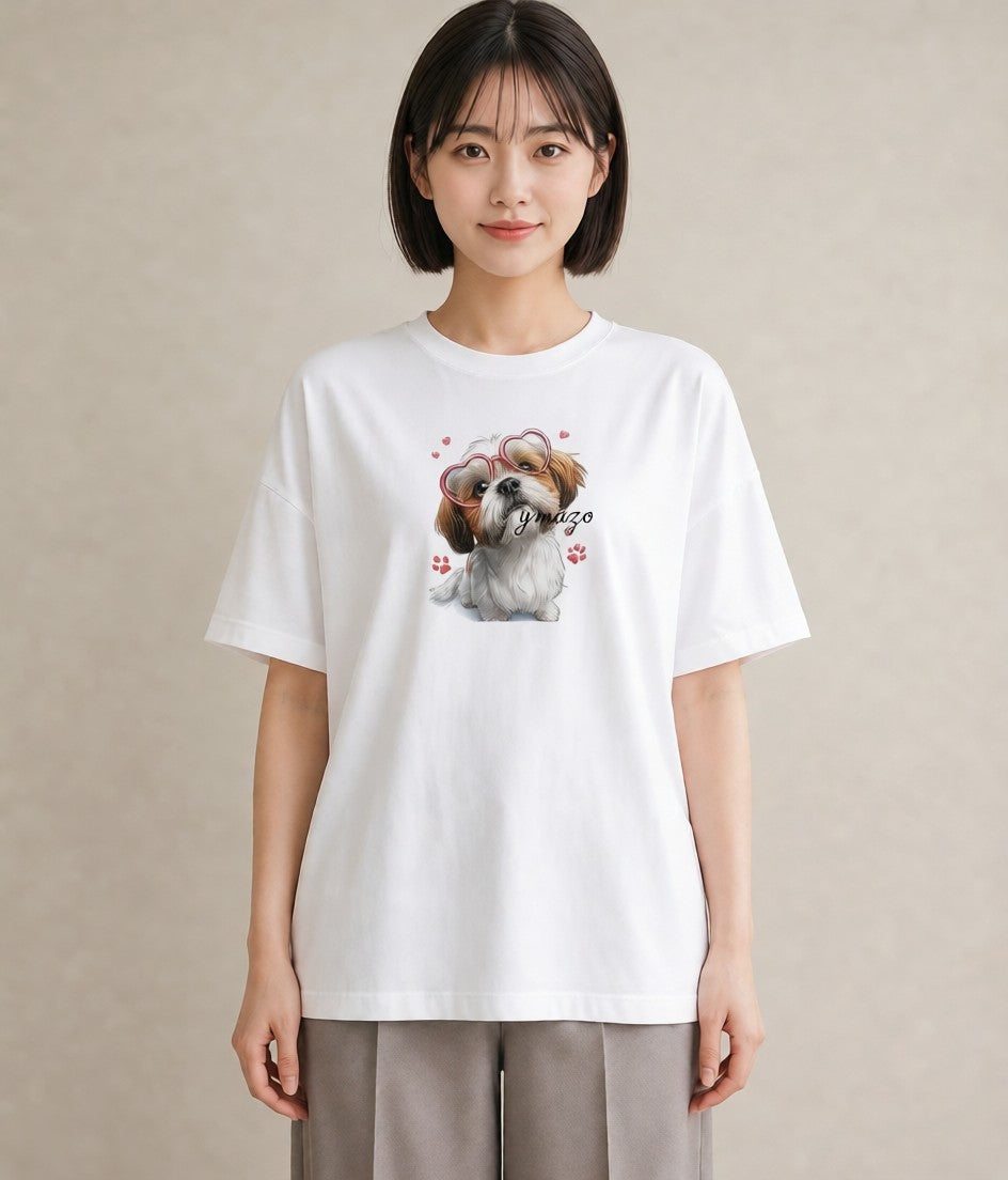 Tシャツ レディース ペキニーズ 犬 いぬ イラスト シンプル ルームウェア ギフト 白T YMAZO