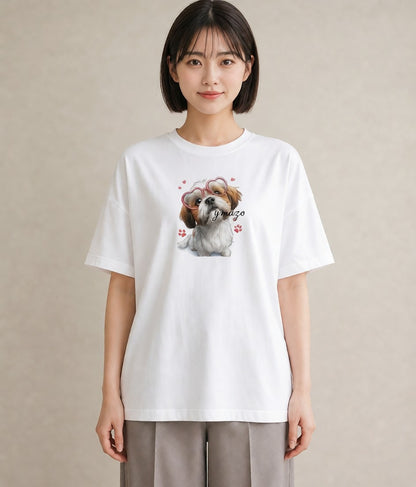 Tシャツ レディース ペキニーズ 犬 いぬ イラスト シンプル ルームウェア ギフト 白T YMAZO