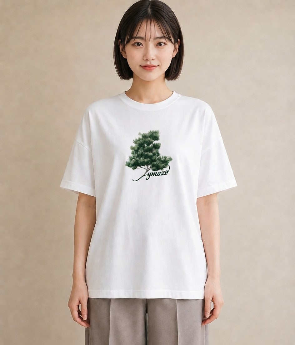 半袖Tシャツ レディース 松ぼっくり 植物 ボタニカル イラスト ラフカジュアル 休日 ペアコーデ 白T YMAZO
