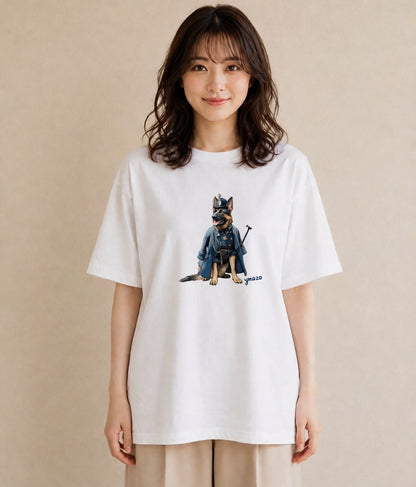 プリントTシャツ レディース ジャーマンシェパード 犬 いぬ イラスト 旅行コーデ 自分用 ルームウェア 白T YMAZO