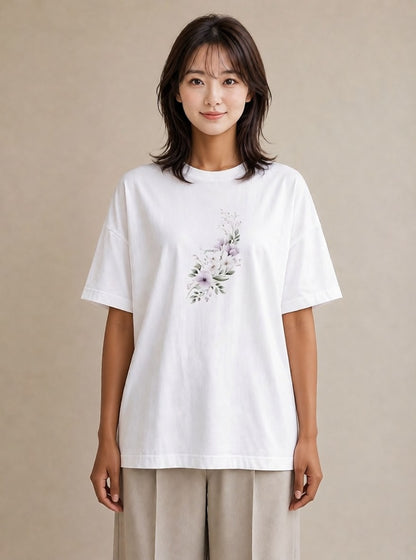 半袖Tシャツ レディース 封蝋 手紙 アンティーク ナチュラル イラスト きれいめカジュアル 春服 ミセス 白T YMAZO