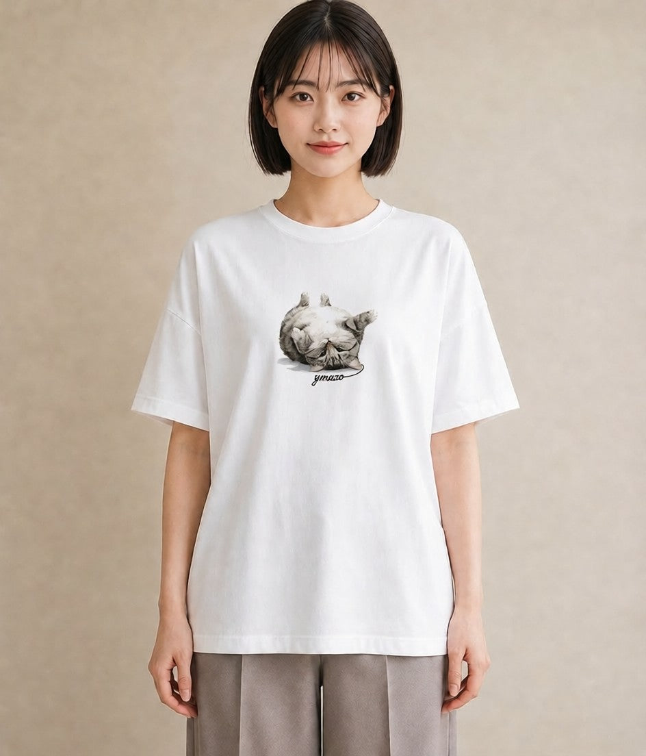 プリントTシャツ レディース 子猫 猫 ねこ イラスト 上品 レイヤード 友達ギフト 白T YMAZO