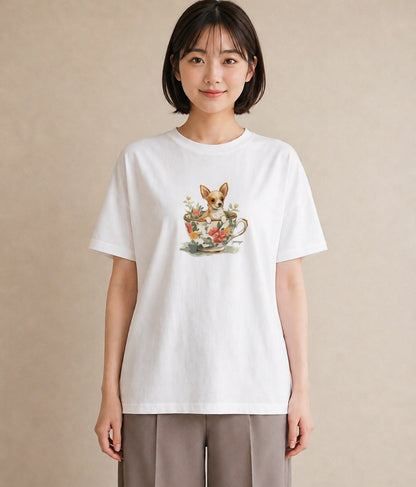 プリントTシャツ レディース チワワ 犬 いぬ イラスト 女子会 お揃い 白T YMAZO