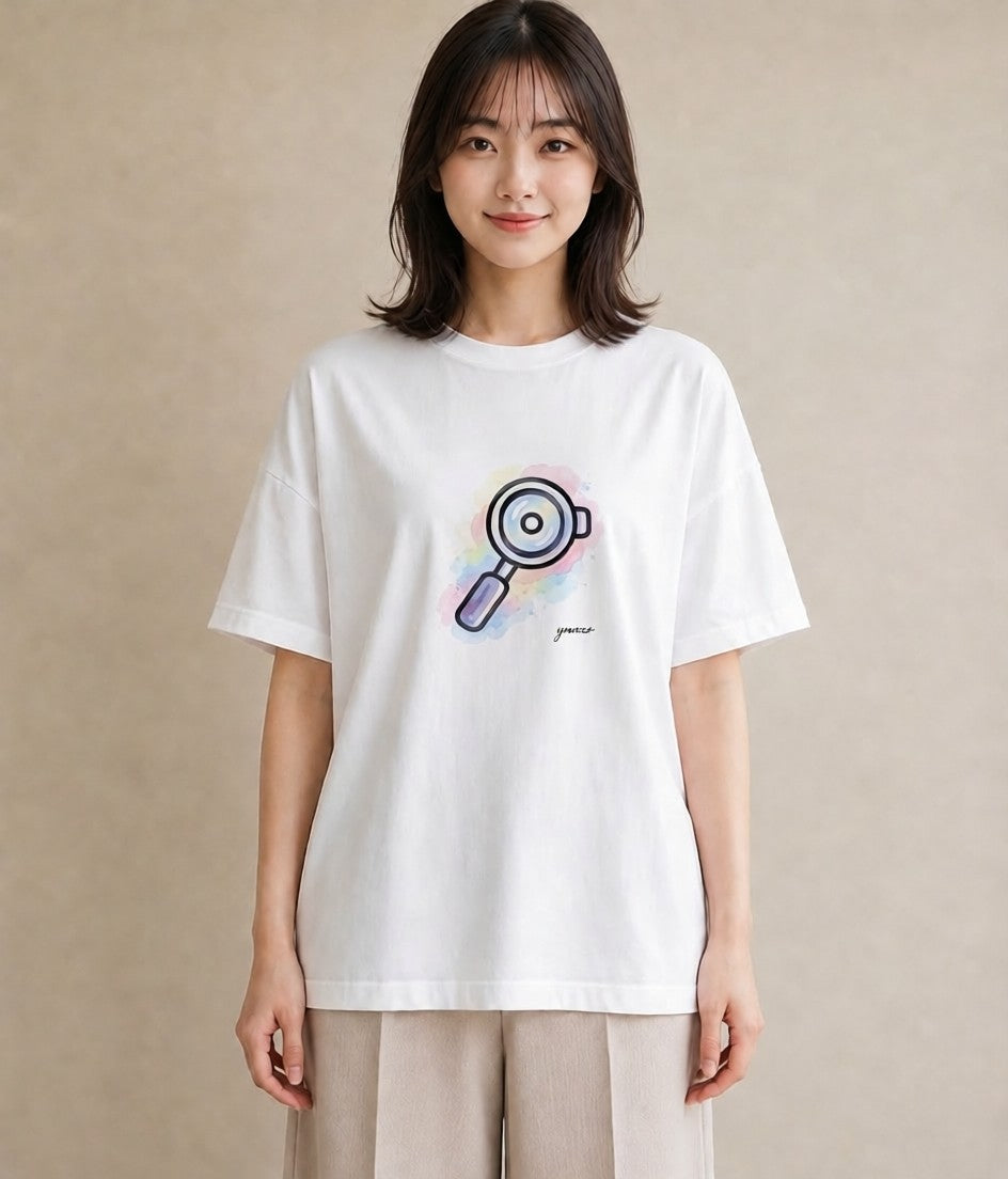 Tシャツ レディース コーヒー カフェ 珈琲 イラスト フェミニン お出かけ 普段着 白T YMAZO