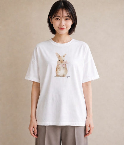 Tシャツ レディース ホーランドロップ ペット 動物 イラスト カフェコーデ デート 帰省 白T YMAZO