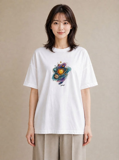 Tシャツ レディース 蟹座 星空 宇宙 イラスト 手描き風 休日 ペアコーデ 白T YMAZO