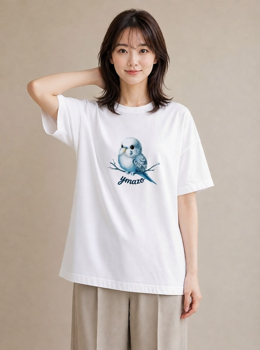 プリントTシャツ レディース インコ ペット 動物 イラスト 韓国風 母の日 ビーチ 白T YMAZO