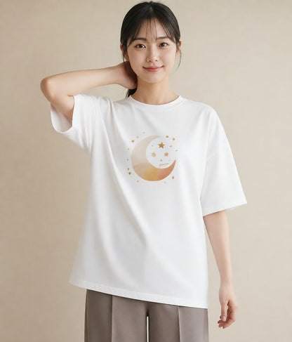 Tシャツ レディース スター 星空 宇宙 イラスト 個性的 親子 20代 白T YMAZO