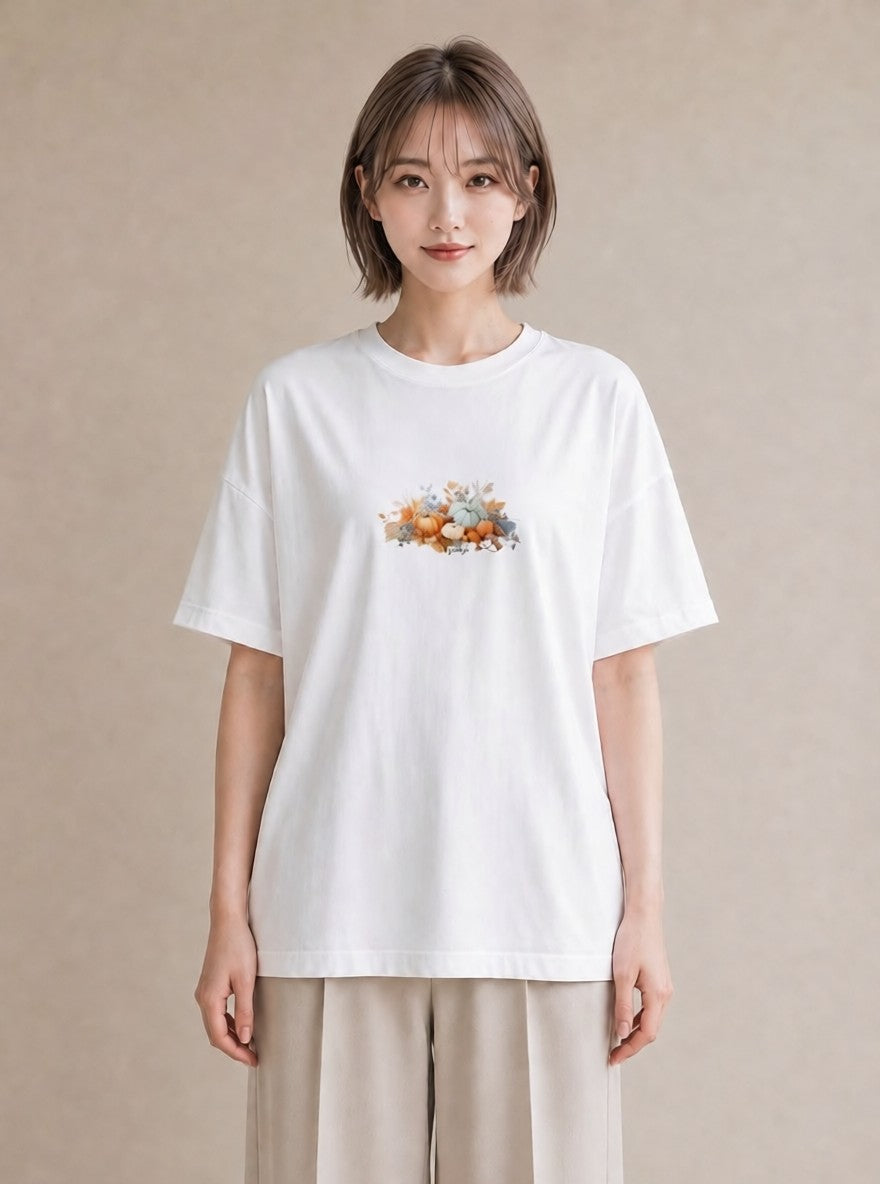 プリントTシャツ レディース 実り 植物 ボタニカル イラスト ラフ 通勤 在宅 白T YMAZO