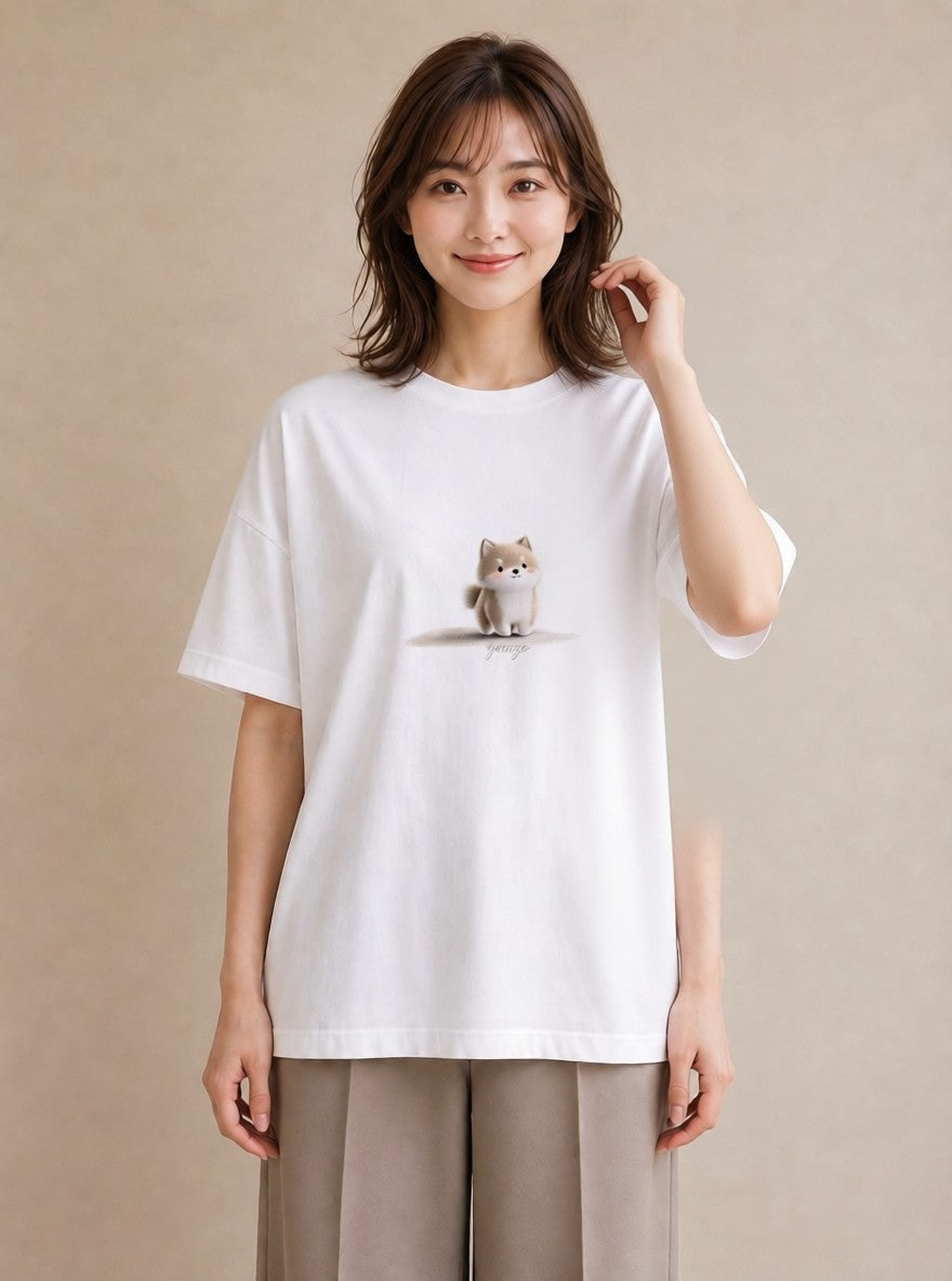 デザインTシャツ レディース わんこ 犬 いぬ イラスト 水彩風 ルームウェア ギフト 白T YMAZO