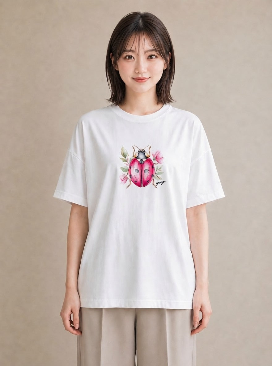デザインTシャツ レディース クワガタ 昆虫 虫 イラスト カフェコーデ デート 帰省 白T YMAZO