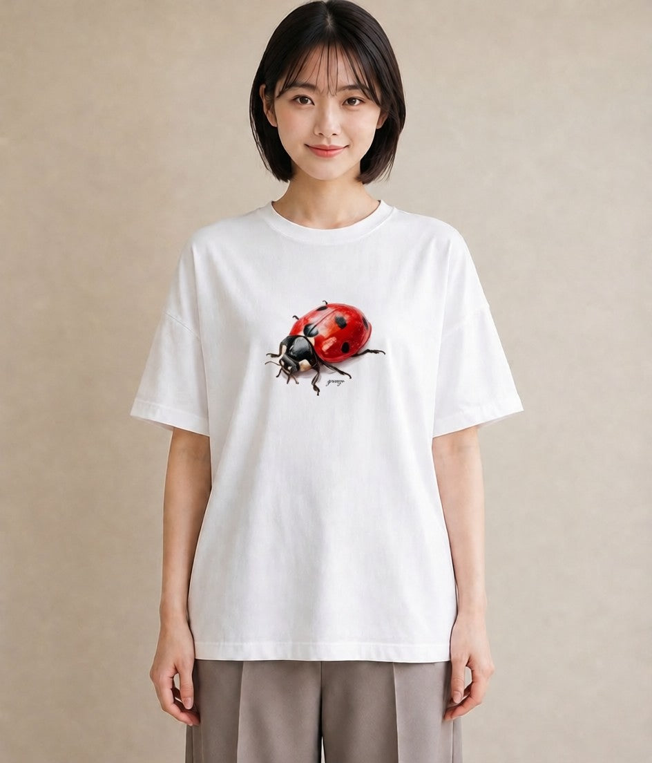 半袖Tシャツ レディース クワガタ 昆虫 虫 イラスト ヴィンテージ風 通学 誕生日プレゼント 白T YMAZO