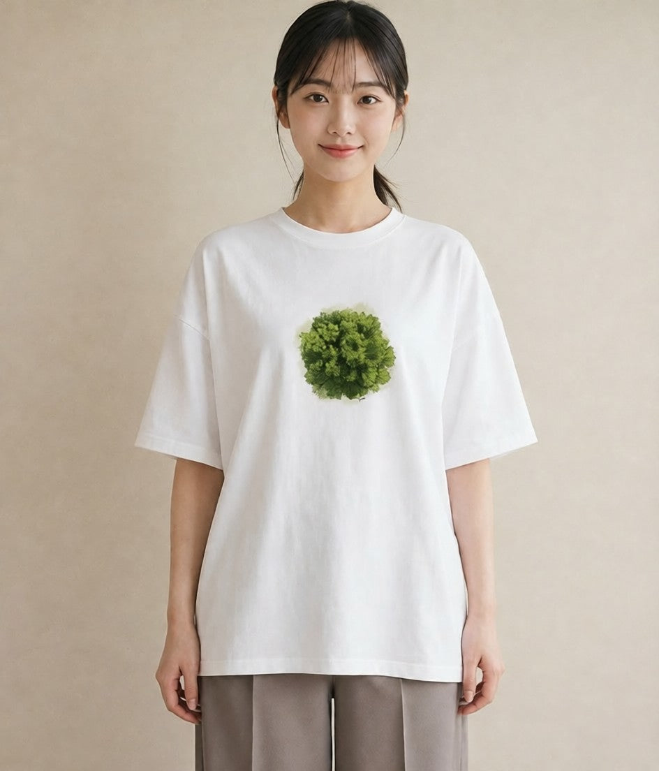 プリントTシャツ レディース 苔 植物 ボタニカル イラスト 淡色 お出かけ 普段着 白T YMAZO