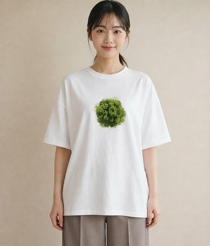プリントTシャツ レディース 苔 植物 ボタニカル イラスト 淡色 お出かけ 普段着 白T YMAZO