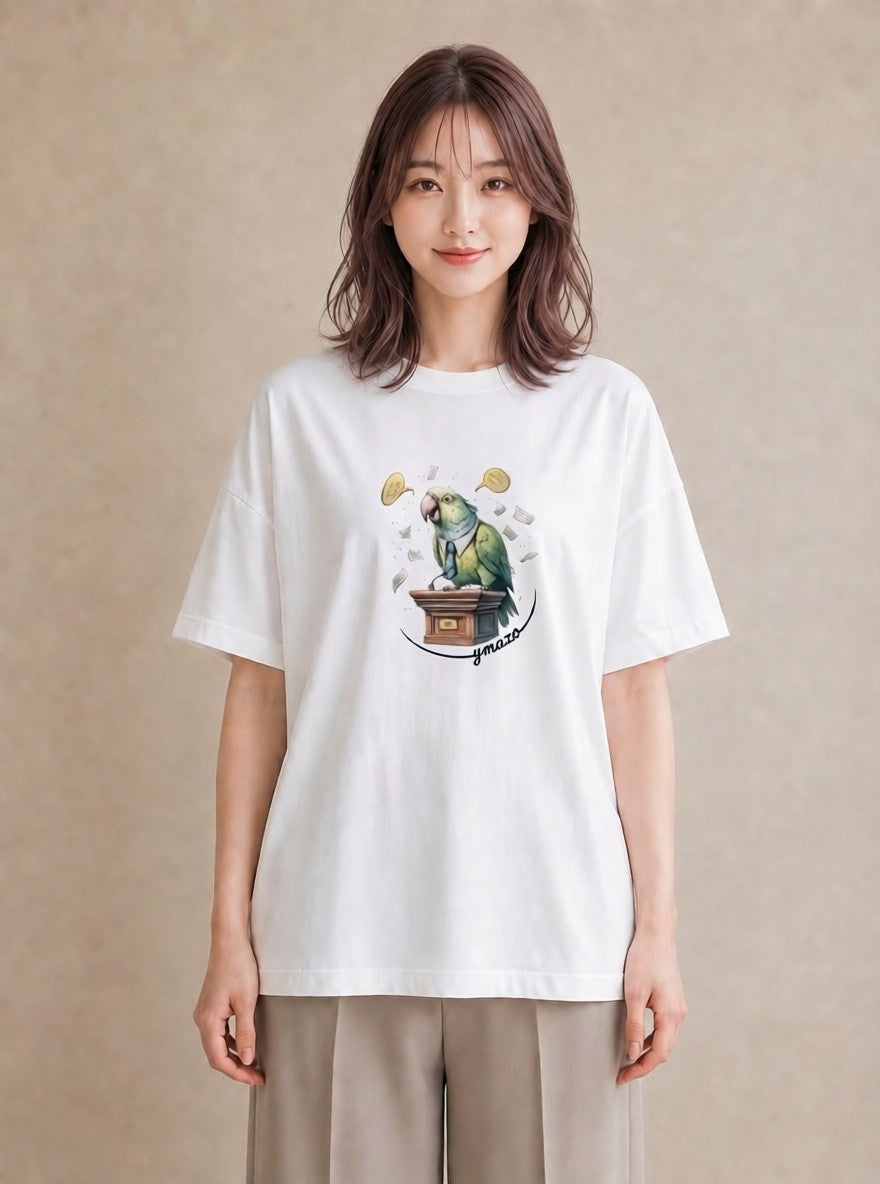 Tシャツ レディース セキセイインコ ペット 動物 イラスト 可愛い 普段着 週末コーデ 白T YMAZO