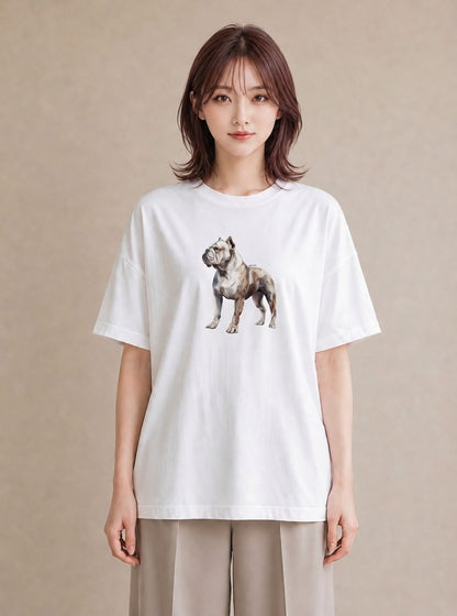 グラフィックTシャツ レディース 犬 いぬ イラスト 淡色 親子 20代 白T YMAZO