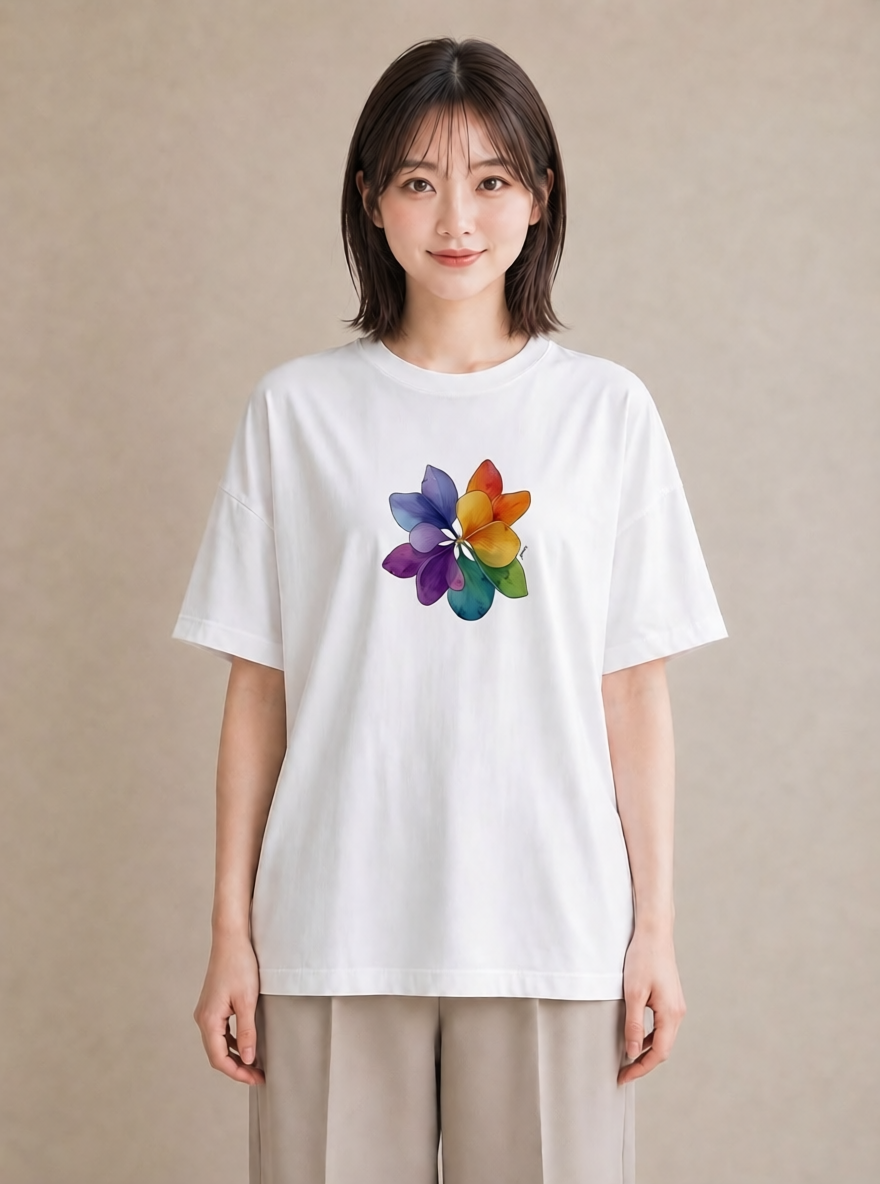 プリントTシャツ レディース クローバー 四つ葉 花 花柄 イラスト ラフカジュアル 帰省 ラフ 白T YMAZO