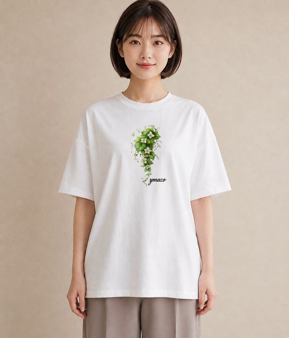 デザインTシャツ レディース あさがお 朝顔 花 花柄 イラスト カフェコーデ ホワイトデー 春服 白T