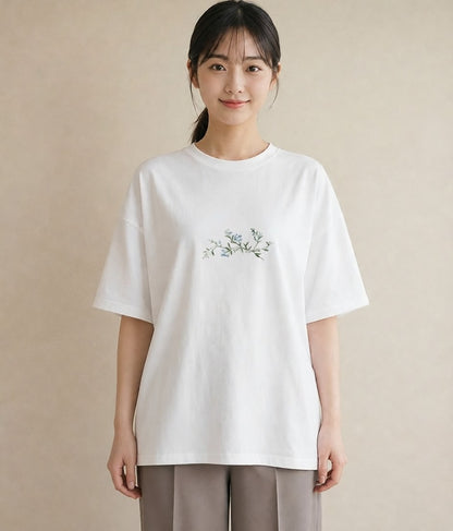 半袖Tシャツ レディース 夕暮れ バルコニー 夕焼け ナチュラル アンティーク イラスト ガーリー ギフト 母の日 白T YMAZO