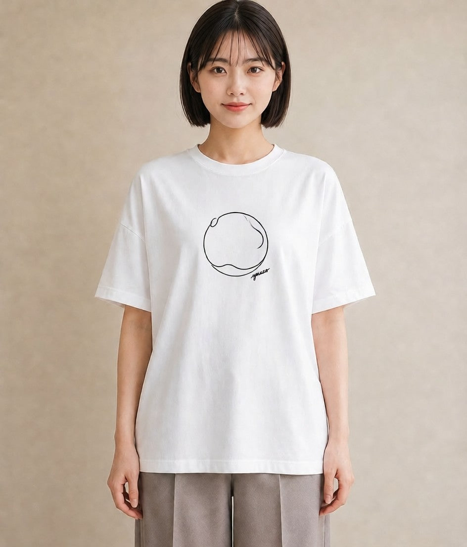 プリントTシャツ レディース 幾何学 ミニマル ジオメトリック イラスト 淡色 通勤 在宅 白T YMAZO