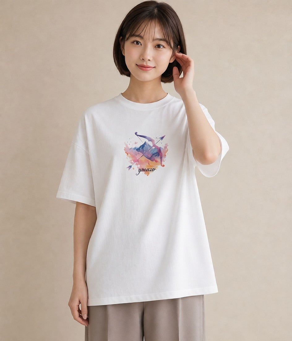 プリントTシャツ レディース 蟹座 星空 宇宙 イラスト こなれ感 秋コーデ おしゃれギフト 白T YMAZO