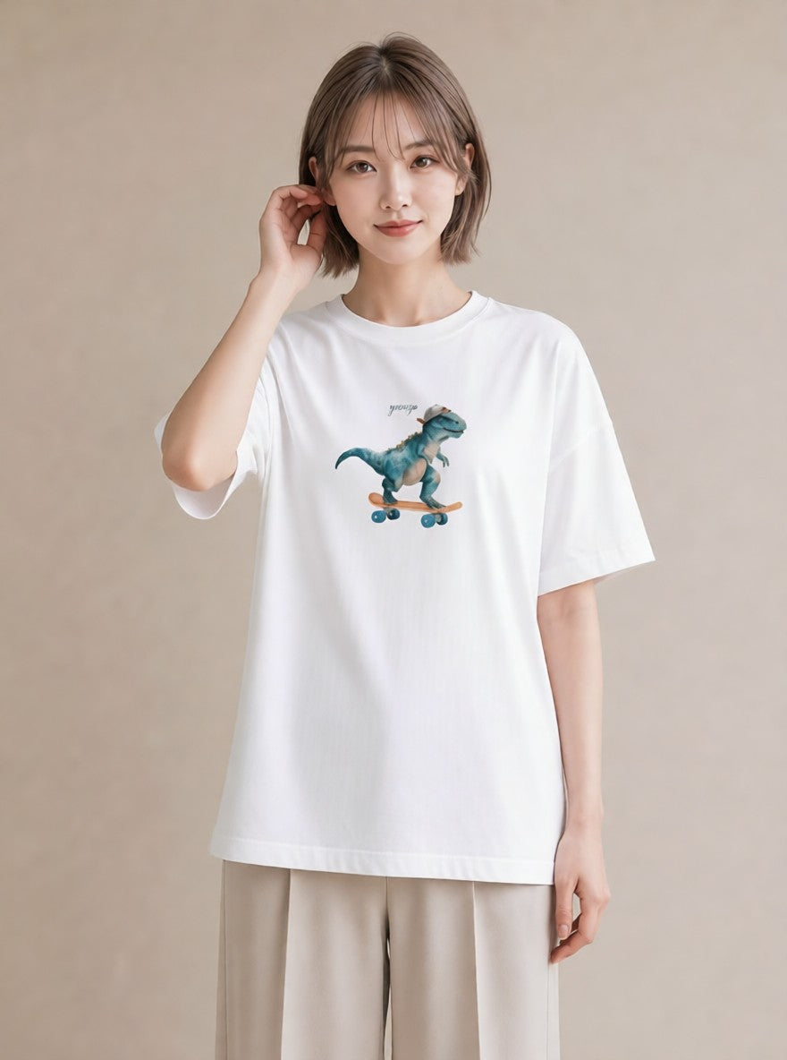 デザインTシャツ レディース ヤモリ ペット 動物 イラスト 淡色 ペアコーデ 秋コーデ 白T YMAZO