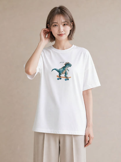 デザインTシャツ レディース ヤモリ ペット 動物 イラスト 淡色 ペアコーデ 秋コーデ 白T YMAZO