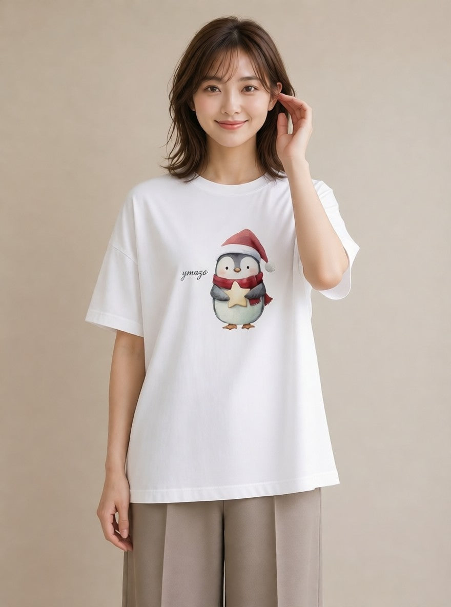 グラフィックTシャツ レディース コウテイペンギン 動物 アニマル イラスト ボタニカル デート 帰省 白T YMAZO