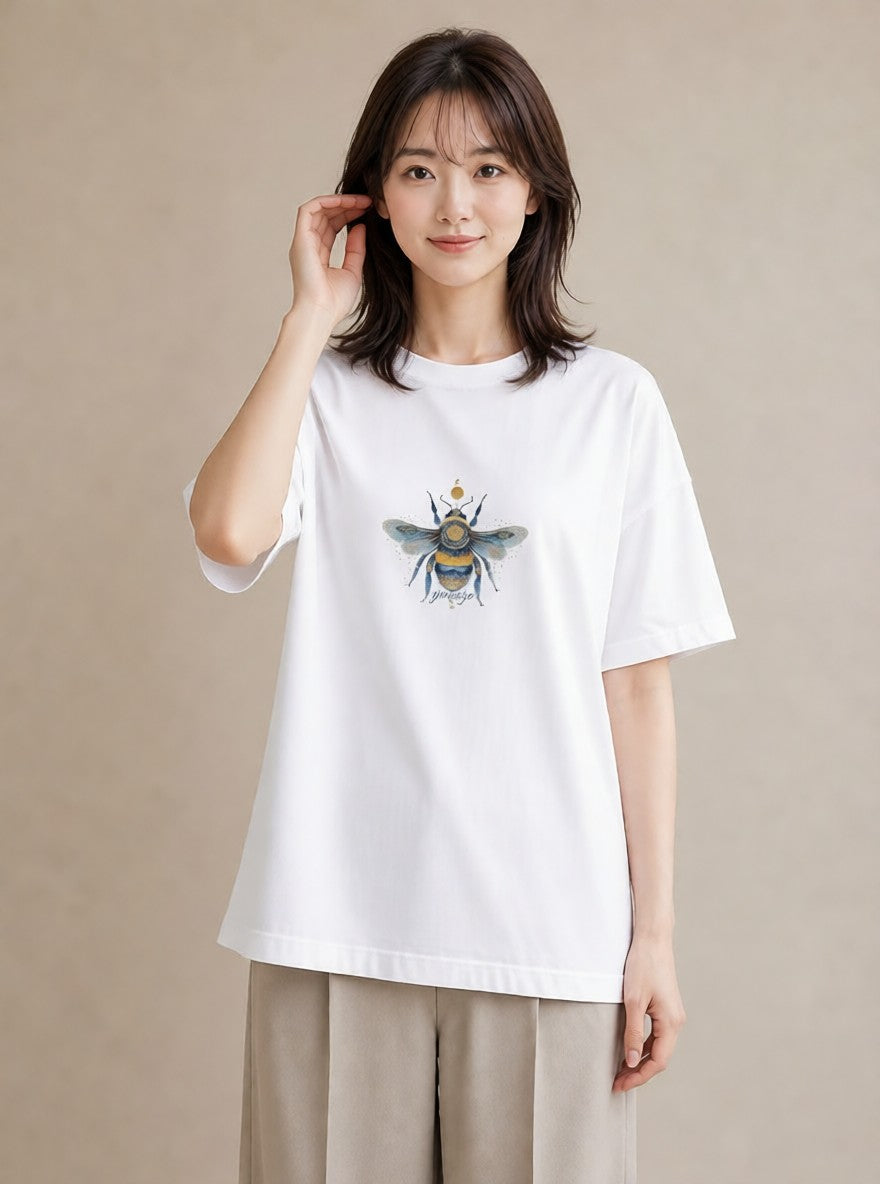 デザインTシャツ レディース ホタル 昆虫 虫 イラスト 個性的 散歩 お出かけ 白T YMAZO