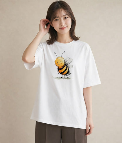 Tシャツ レディース ハニー 食べ物 フード イラスト 韓国風 誕生日プレゼント 綿100 白T YMAZO