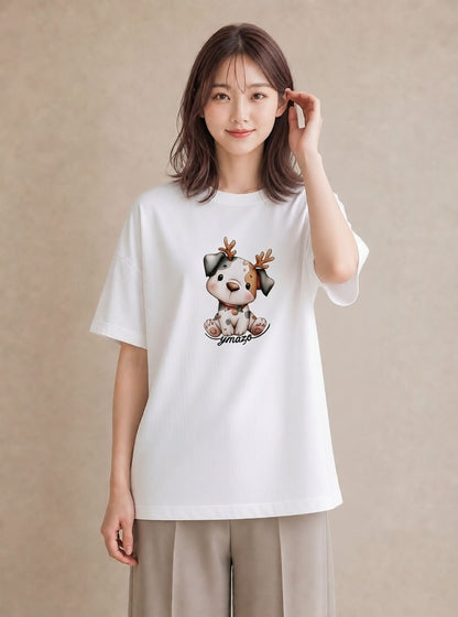 Tシャツ レディース わんちゃん 犬 いぬ イラスト ユニーク 姉妹 送別ギフト 白T YMAZO