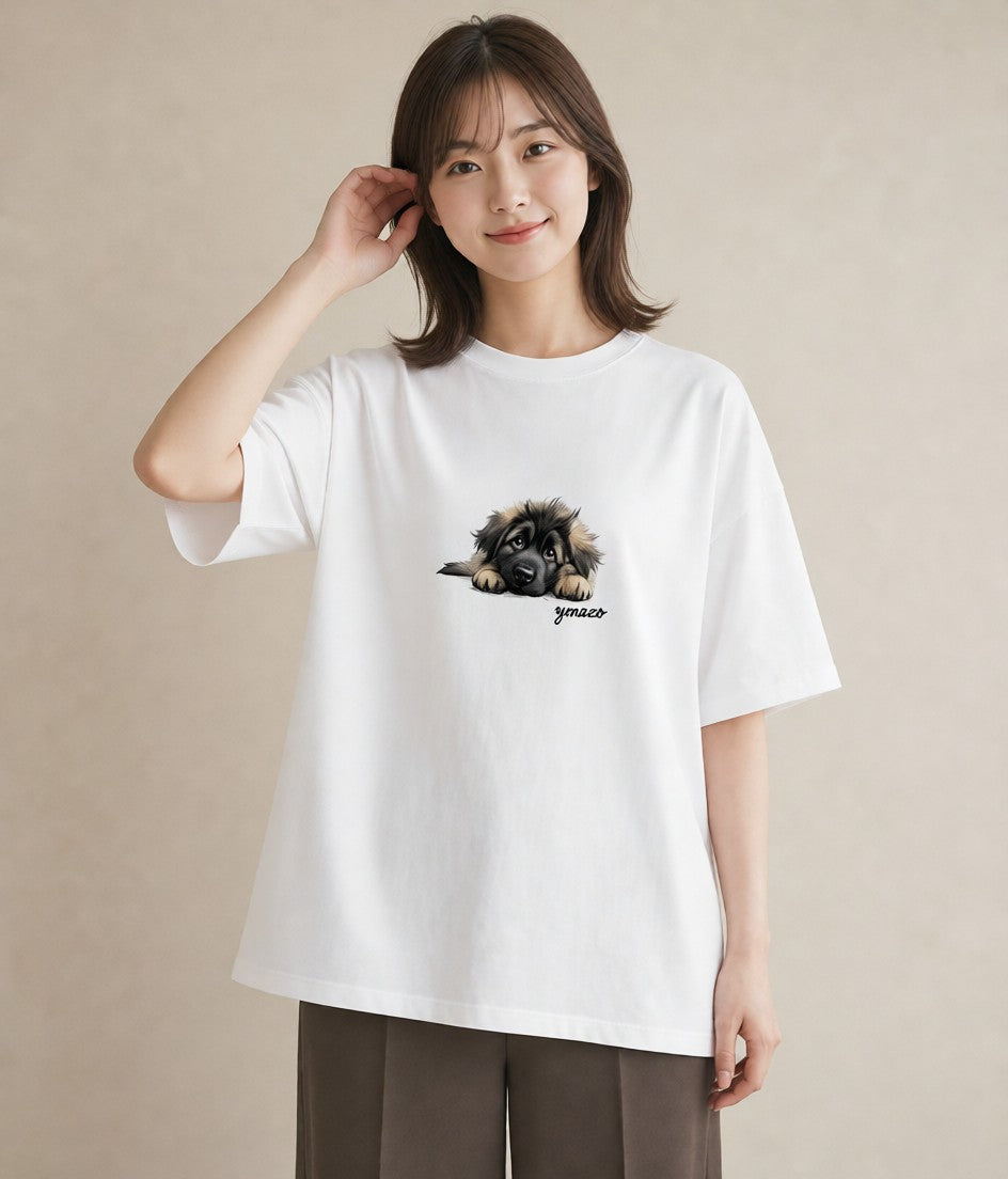 グラフィックTシャツ レディース 子犬 犬 いぬ イラスト 北欧風 女子会 お揃い 白T YMAZO
