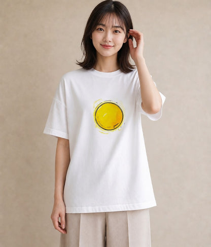 グラフィックTシャツ レディース 目玉焼き 食べ物 フード イラスト フェミニン おしゃれギフト 社会人 白T YMAZO