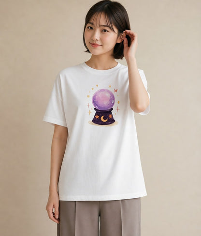 デザインTシャツ レディース 蟹座 星空 宇宙 イラスト 個性的 ビーチ デイリーウェア 白T YMAZO