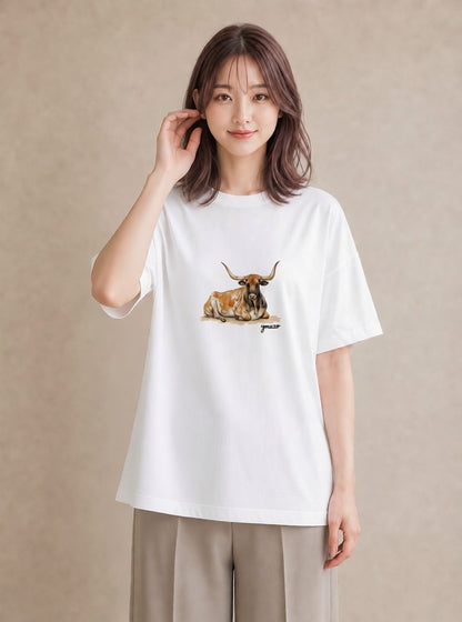 デザインTシャツ レディース 牡牛座 星空 宇宙 イラスト 淡色 通学 誕生日プレゼント 白T YMAZO