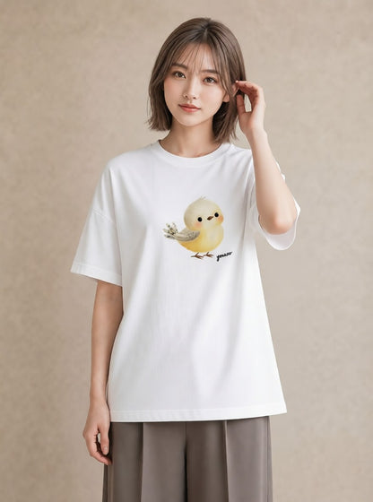 Tシャツ レディース フクロウ 動物 アニマル イラスト きれいめ 公園 ママ 白T YMAZO