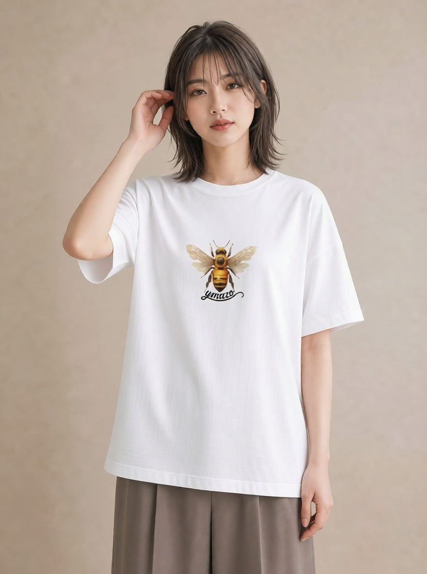 Tシャツ レディース みつばち 昆虫 虫 イラスト ポップ 旅行用 海 白T YMAZO