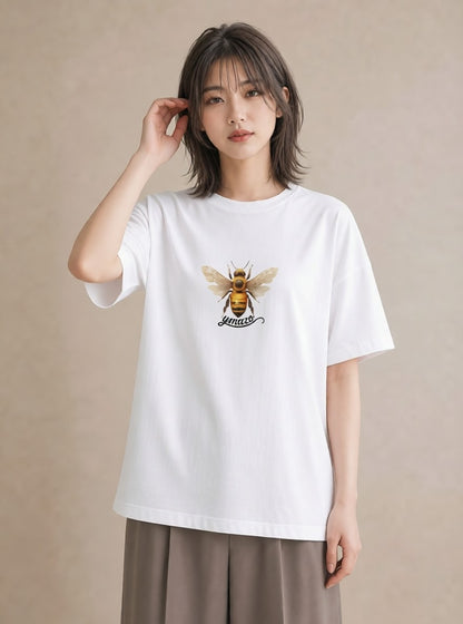 Tシャツ レディース みつばち 昆虫 虫 イラスト ポップ 旅行用 海 白T YMAZO