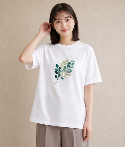 Tシャツ レディース ハーブ 植物 ボタニカル イラスト 休日コーデ 通勤 在宅 白T YMAZO