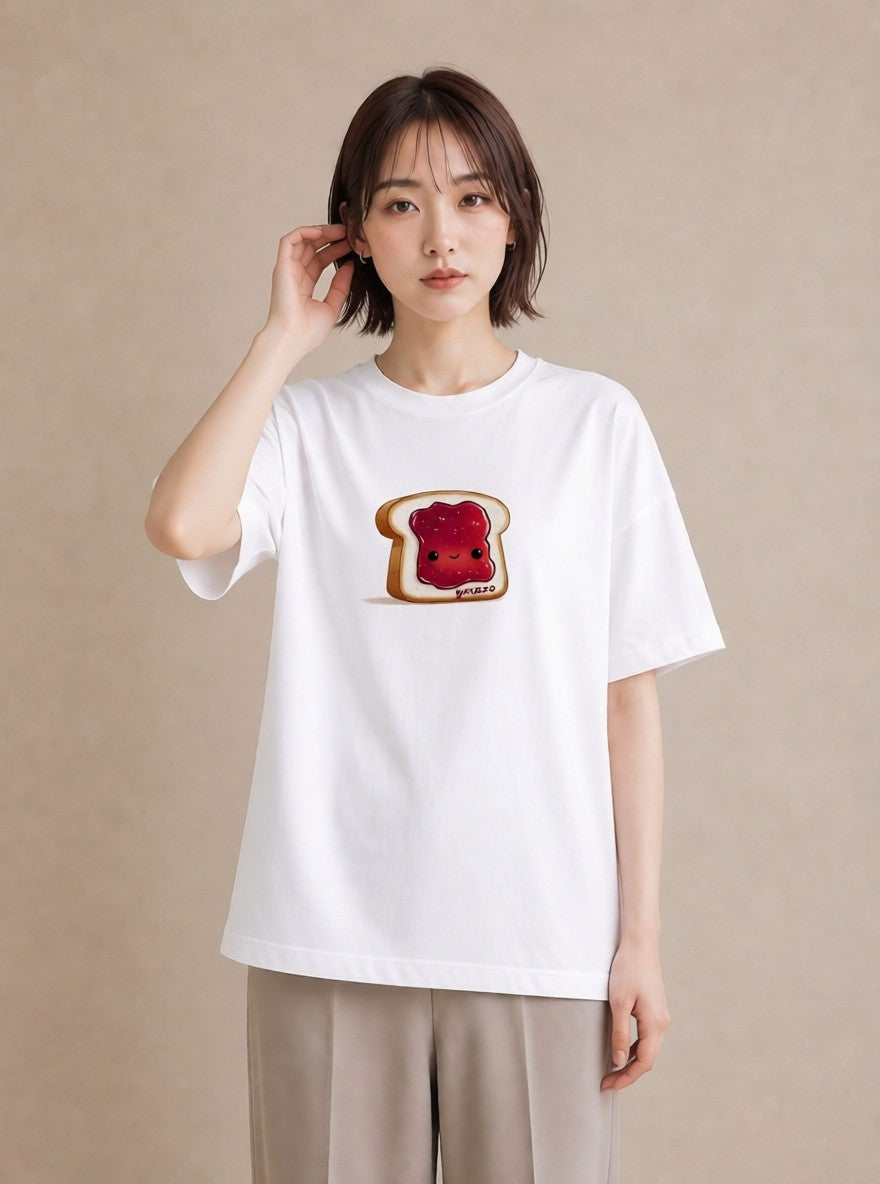 プリントTシャツ レディース 食パン 食べ物 フード イラスト 北欧風 ホワイトデー 春服 白T YMAZO