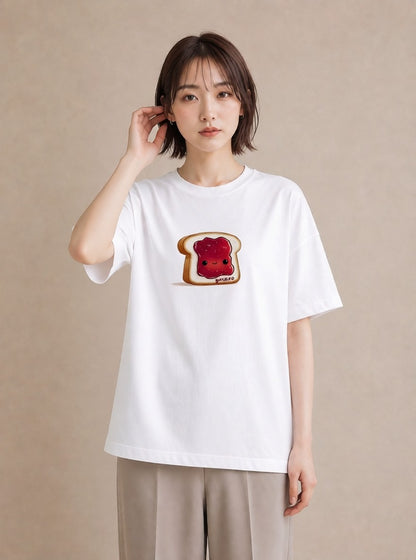 プリントTシャツ レディース 食パン 食べ物 フード イラスト 北欧風 ホワイトデー 春服 白T YMAZO
