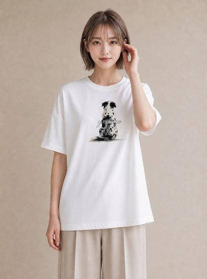 Tシャツ レディース ボーダーコリー 犬 いぬ イラスト レトロ 旅行 母娘コーデ 白T YMAZO
