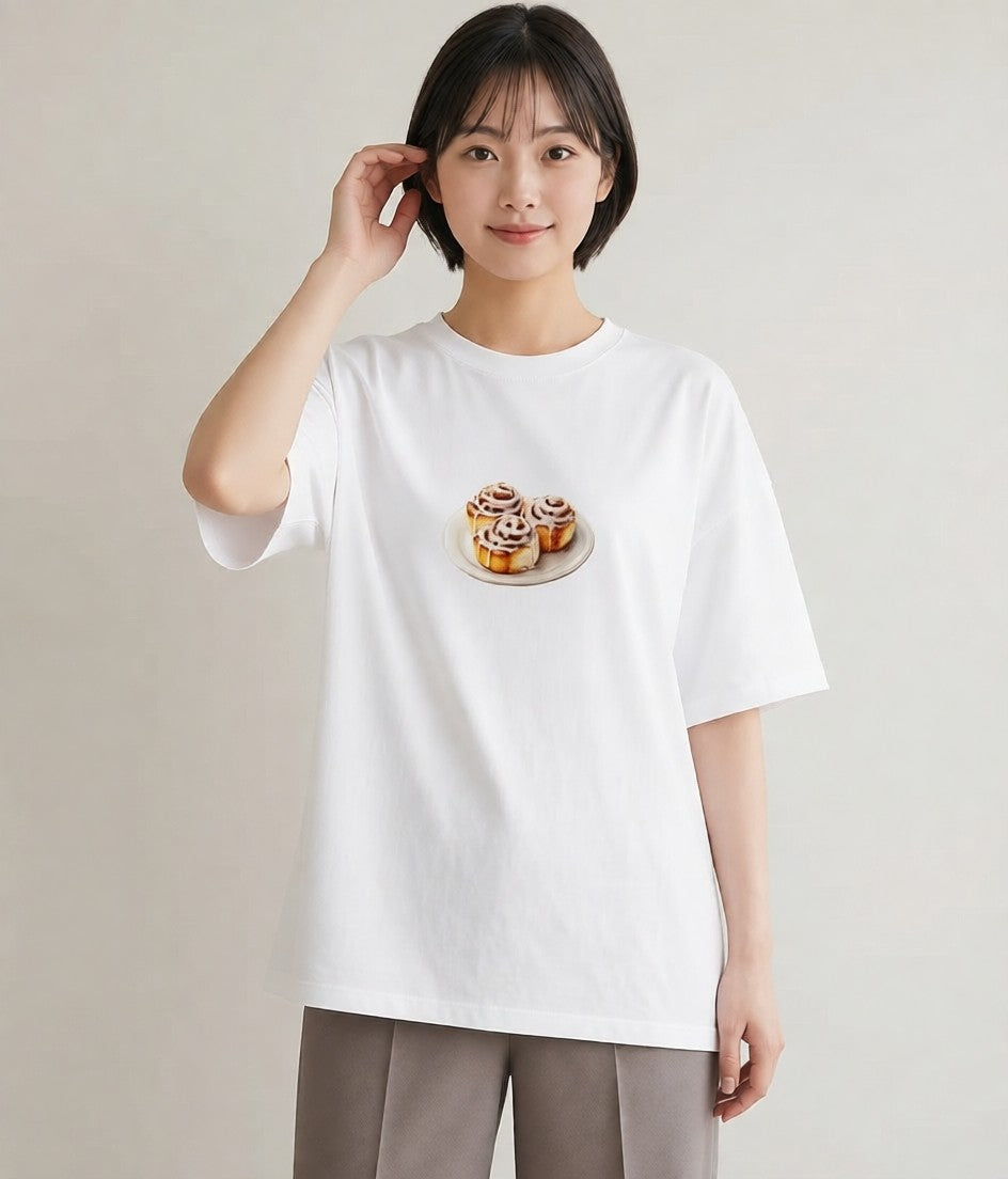 デザインTシャツ レディース ベーグル 食べ物 フード イラスト ヴィンテージ風 カフェ服 クリスマス 白T YMAZO