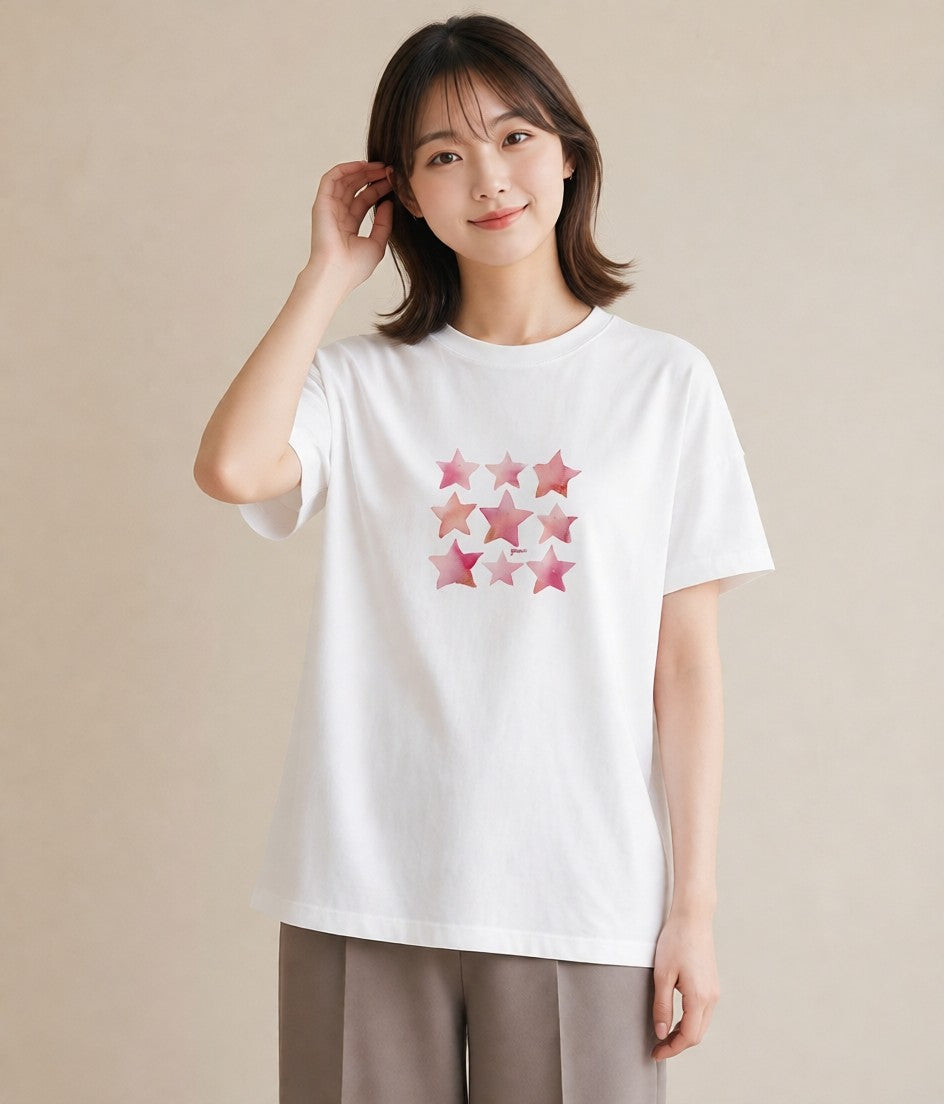 プリントTシャツ レディース 牡牛座 星空 宇宙 イラスト ラフ 母娘コーデ 自分用 白T YMAZO