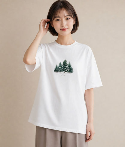 プリントTシャツ レディース 雪 星空 宇宙 イラスト 旅行コーデ 春コーデ 姉妹 白T YMAZO