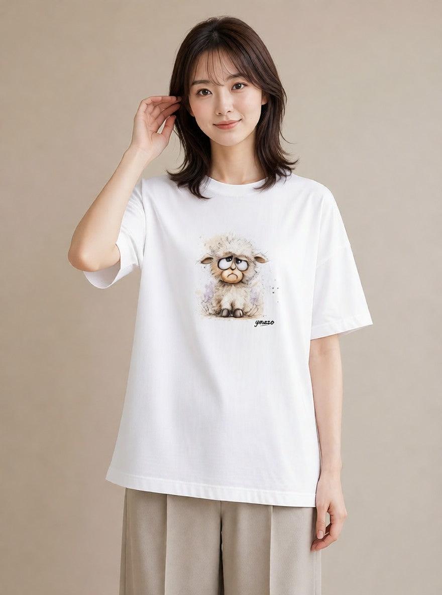 半袖Tシャツ レディース アルパカ 動物 アニマル イラスト レトロ 女子会 お揃い 白T YMAZO