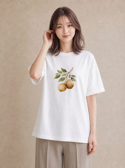 デザインTシャツ レディース 実り 植物 ボタニカル イラスト 普段使い 普段着 週末コーデ 白T YMAZO
