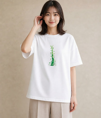 Tシャツ レディース 盆栽 植物 ボタニカル イラスト きれいめカジュアル 旅行用 海 白T YMAZO